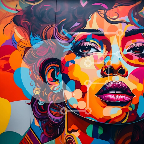 Σετ των 2 Intra Συλλεκτικό Ξύλινο Παζλ Plywood  4mm - Ζωντανό πορτρέτο μιας γυναίκας με πολύχρωμα μαλλιά και μακιγιάζ Σε Ξύλινο Κουτί - Διαστάσεις: 10x10 cm – 25 κομμάτια