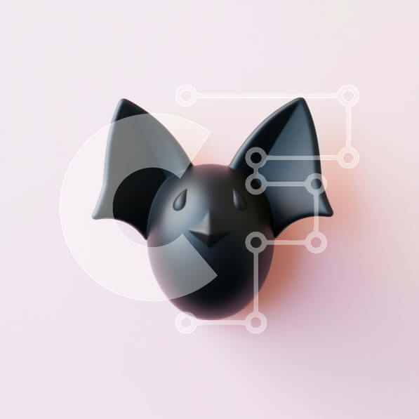 Intra Συλλεκτικό Ξύλινο Παζλ Plywood  4mm - Μαύρο αντικείμενο νυχτερίδας σε ροζ φόντο Σε Ξύλινο Κουτί - Διαστάσεις: 10x10 cm – 25 κομμάτια