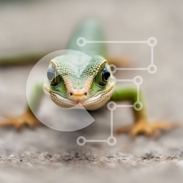 Intra Συλλεκτικό Ξύλινο Παζλ Plywood  4mm - Κοντινό πλάνο του προσώπου μιας σαύρας Σε Ξύλινο Κουτί - Διαστάσεις: 10x10 cm – 25 κομμάτια