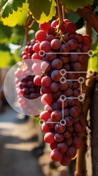 Σετ των 2 Intra Συλλεκτικό Ξύλινο Παζλ Plywood  4mm - Αμπελώνας με τσαμπί κόκκινα σταφύλια σε αμπέλι Σε Ξύλινο Κουτί - Διαστάσεις: 10x10 cm – 25 κομμάτια