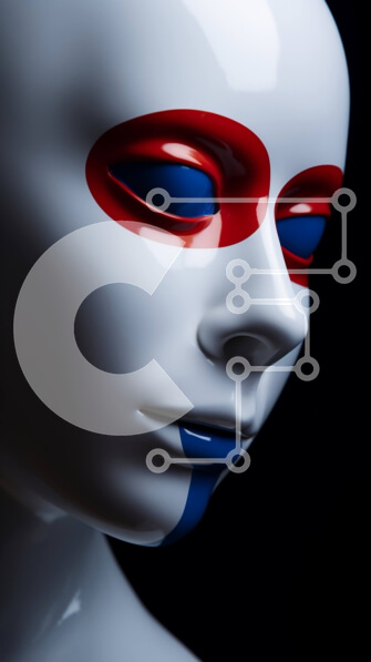 Intra Συλλεκτικό Ξύλινο Παζλ Plywood  4mm - Λευκό μανεκέν με κόκκινο, λευκό και μπλε χρώμα στο πρόσωπο Σε Ξύλινο Κουτί - Διαστάσεις Puzzle: 10x10 cm – 25 κομμάτια