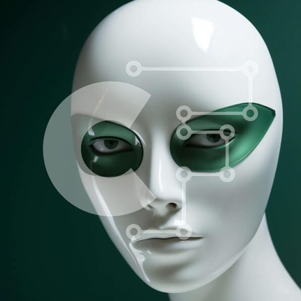 Σετ των 2 Intra Συλλεκτικό Ξύλινο Παζλ Plywood  4mm - Μανεκέν με λευκό πρόσωπο και πράσινα μάτια Σε Ξύλινο Κουτί - Διαστάσεις: 10x10 cm – 25 κομμάτια