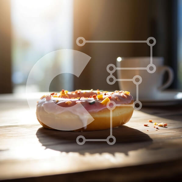 Σετ των 2 Intra Συλλεκτικό Ξύλινο Παζλ Plywood  4mm - Λαχταριστή εικόνα ενός γυαλισμένου ντόνατ με ροζ πάγωμα και ψεκασμούς Σε Ξύλινο Κουτί - Διαστάσεις: 10x10 cm – 25 κομμάτια