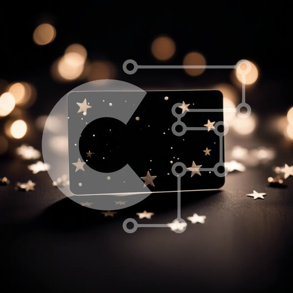 Intra Συλλεκτικό Ξύλινο Παζλ Plywood  4mm - Κομψή μαύρη κάρτα με διάσπαρτα χρυσά αστέρια σε σκούρο φόντο Σε Ξύλινο Κουτί - Διαστάσεις Puzzle: 10x10 cm – 25 κομμάτια