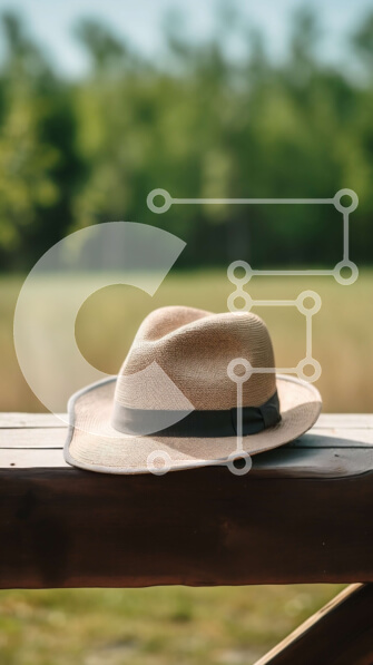 Intra Συλλεκτικό Ξύλινο Παζλ Plywood  4mm - Tan καπέλο σε ξύλινο πάγκο σε ένα πάρκο Σε Ξύλινο Κουτί - Διαστάσεις Puzzle: 10x10 cm – 25 κομμάτια