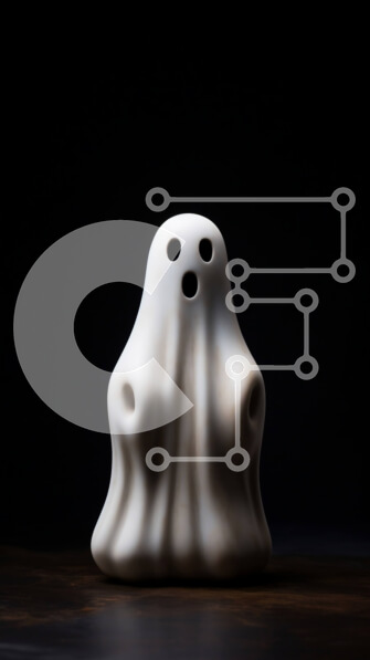 Intra Συλλεκτικό Ξύλινο Παζλ Plywood  4mm - Κεραμικό ειδώλιο σε σχήμα φαντάσματος σε ξύλινο τραπέζι Σε Ξύλινο Κουτί - Διαστάσεις: 10x10 cm – 25 κομμάτια