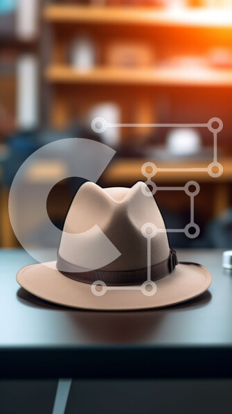 Intra Συλλεκτικό Ξύλινο Παζλ Plywood  4mm - Καφέ καπέλο στο γραφείο με φορητό υπολογιστή και αντικείμενα γραφείου Σε Ξύλινο Κουτί - Διαστάσεις: 10x10 cm – 25 κομμάτια