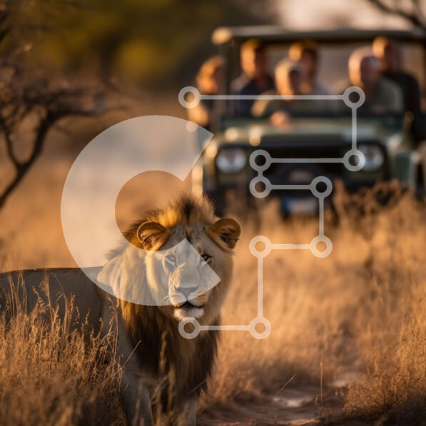 Intra Συλλεκτικό Ξύλινο Παζλ Plywood  4mm - Εκπληκτική εικόνα ενός μεγαλοπρεπούς λιονταριού σε ψηλό γρασίδι και δέντρα Σε Ξύλινο Κουτί - Διαστάσεις: 10x10 cm – 25 κομμάτια