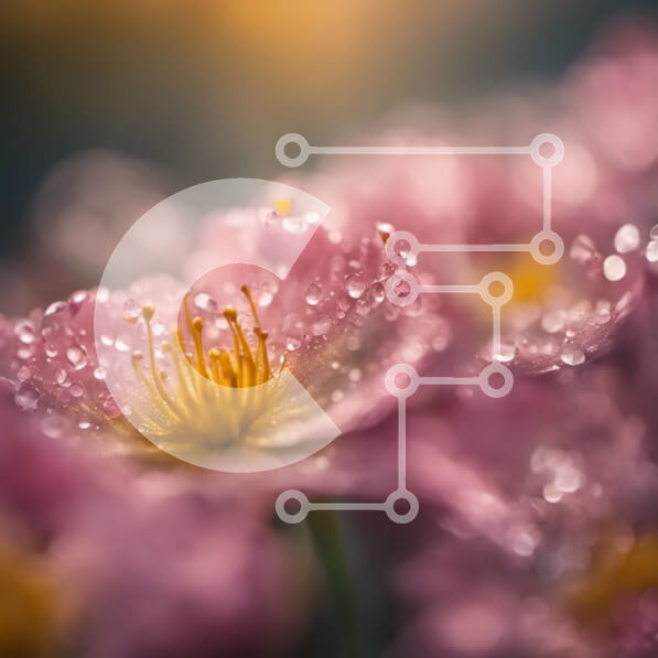 Intra Συλλεκτικό Ξύλινο Παζλ Plywood  4mm - Ονειρικό κοντινό πλάνο ενός ροζ λουλουδιού με σταγονίδια νερού Σε Ξύλινο Κουτί - Διαστάσεις: 10x10 cm – 25 κομμάτια