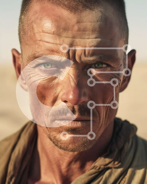 Intra Συλλεκτικό Ξύλινο Παζλ Plywood  4mm - Πορτρέτο ενός άνδρα με τραχύ, ξεπερασμένο βλέμμα και αποφασιστική έκφραση Σε Ξύλινο Κουτί - Διαστάσεις Puzzle: 10x10 cm – 25 κομμάτια