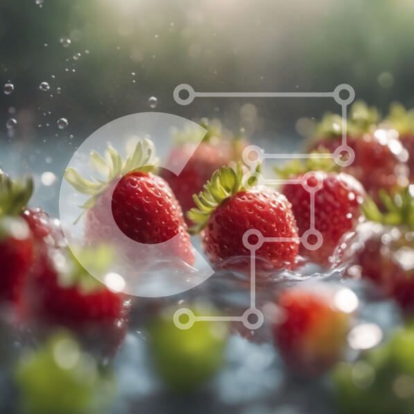 Σετ των 2 Intra Συλλεκτικό Ξύλινο Παζλ Plywood  4mm - Φρέσκες φράουλες που επιπλέουν στο νερό Σε Ξύλινο Κουτί - Διαστάσεις: 10x10 cm – 25 κομμάτια