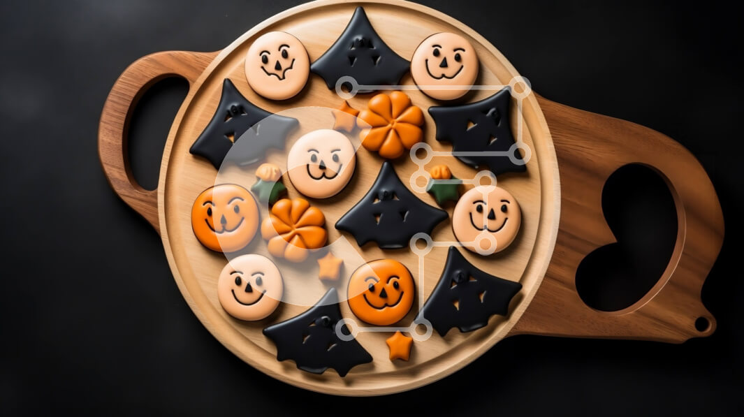 Σετ των 2 Intra Συλλεκτικό Ξύλινο Παζλ Plywood  4mm - Εορταστικά μπισκότα με θέμα το Halloween σε έναν ξύλινο δίσκο Σε Ξύλινο Κουτί - Διαστάσεις: 10x10 cm – 25 κομμάτια