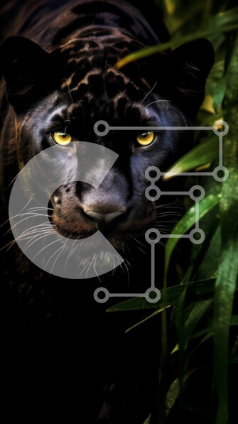 Σετ των 2 Intra Συλλεκτικό Ξύλινο Παζλ Plywood  4mm - Κομψός και λαμπερός Μαύρος Πάνθηρας στην πλούσια ζούγκλα Σε Ξύλινο Κουτί - Διαστάσεις: 10x10 cm – 25 κομμάτια