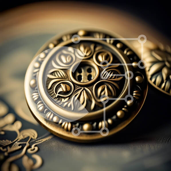 Intra Συλλεκτικό Ξύλινο Παζλ Plywood  4mm - Όμορφη κινηματογράφηση σε πρώτο πλάνο ενός διακοσμητικού κουμπιού με περίπλοκα μοτίβα λουλουδιών Σε Ξύλινο Κουτί - Διαστάσεις: 10x10 cm – 25 κομμάτια