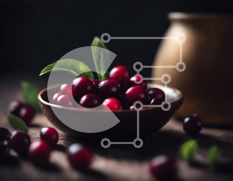 Σετ των 2 Intra Συλλεκτικό Ξύλινο Παζλ Plywood  4mm - Φρέσκα Cranberries σε ένα ξύλινο τραπέζι Σε Ξύλινο Κουτί - Διαστάσεις: 10x10 cm – 25 κομμάτια