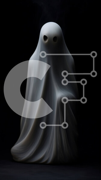 Intra Συλλεκτικό Ξύλινο Παζλ Plywood  4mm - Φιγούρα σαν φάντασμα που κάθεται μπροστά σε μαύρο φόντο Σε Ξύλινο Κουτί - Διαστάσεις Puzzle: 10x10 cm – 25 κομμάτια