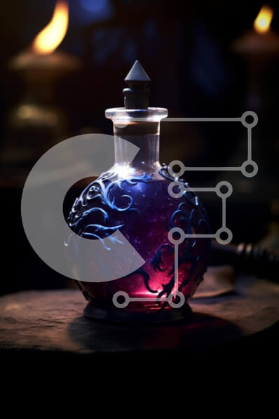 Intra Συλλεκτικό Ξύλινο Παζλ Plywood  4mm - Εκπληκτική εικόνα μπλε και μοβ υγρού σε γυάλινο μπουκάλι Σε Ξύλινο Κουτί - Διαστάσεις: 10x10 cm – 25 κομμάτια