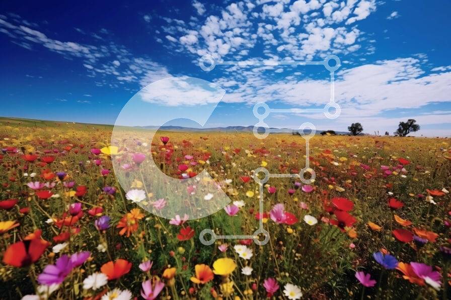 Intra Συλλεκτικό Ξύλινο Παζλ Plywood  4mm - Ζωντανή εικόνα ενός χωραφιού με πολύχρωμα αγριολούλουδα μια ηλιόλουστη μέρα Σε Ξύλινο Κουτί - Διαστάσεις: 10x10 cm – 25 κομμάτια