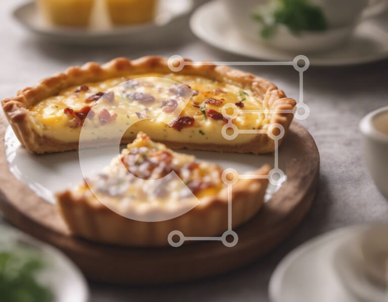 Σετ των 2 Intra Συλλεκτικό Ξύλινο Παζλ Plywood  4mm - Νόστιμη κις με φλιτζάνια καφέ σε τραπεζαρία Σε Ξύλινο Κουτί - Διαστάσεις: 10x10 cm – 25 κομμάτια