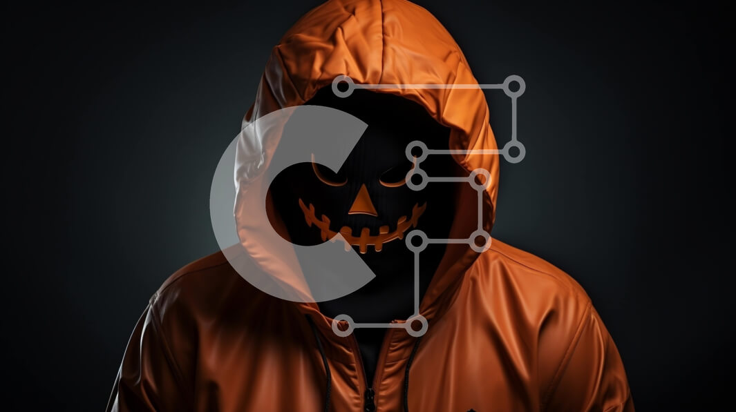 Intra Συλλεκτικό Ξύλινο Παζλ Plywood  4mm - Μυστηριώδης φιγούρα με πορτοκαλί φούτερ με μάσκα κρανίου Σε Ξύλινο Κουτί - Διαστάσεις Puzzle: 10x10 cm – 25 κομμάτια