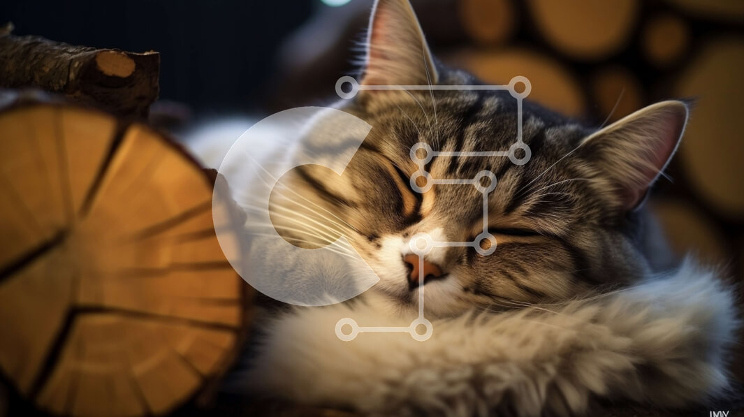 Intra Συλλεκτικό Ξύλινο Παζλ Plywood  4mm - Κοιμωμένη γάτα σε ξύλινη επιφάνεια με φόντο κορμού Σε Ξύλινο Κουτί - Διαστάσεις: 10x10 cm – 25 κομμάτια