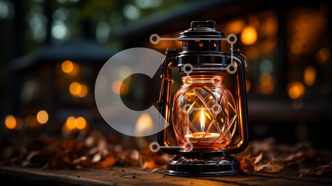 Intra Συλλεκτικό Ξύλινο Παζλ Plywood  4mm - Όμορφη εικόνα vintage φαναριού με φλόγα που τρεμοπαίζει Σε Ξύλινο Κουτί - Διαστάσεις Puzzle: 10x10 cm – 25 κομμάτια