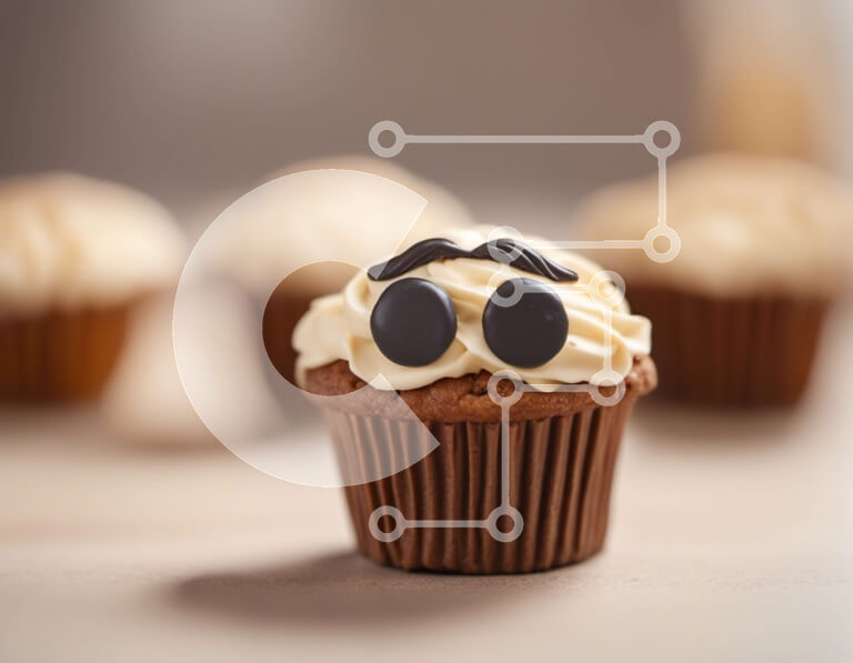 Σετ των 2 Intra Συλλεκτικό Ξύλινο Παζλ Plywood  4mm - Cupcake με μάτια και μουστάκι με άλλα cupcakes Σε Ξύλινο Κουτί - Διαστάσεις: 10x10 cm – 25 κομμάτια