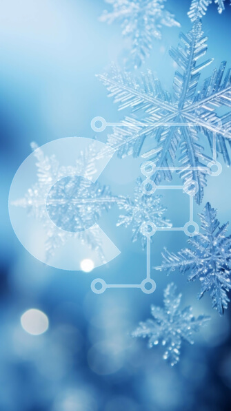 Σετ των 2 Intra Συλλεκτικό Ξύλινο Παζλ Plywood  4mm - Νιφάδες χιονιού που επιπλέουν στον αέρα σε μπλε φόντο Σε Ξύλινο Κουτί - Διαστάσεις: 10x10 cm – 25 κομμάτια