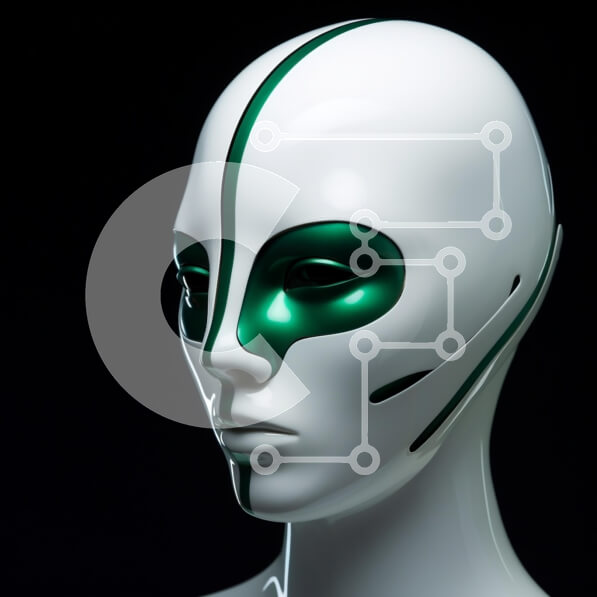 Σετ των 2 Intra Συλλεκτικό Ξύλινο Παζλ Plywood  4mm - Μανεκέν με λευκό πρόσωπο και πράσινες ρίγες Σε Ξύλινο Κουτί - Διαστάσεις: 10x10 cm – 25 κομμάτια