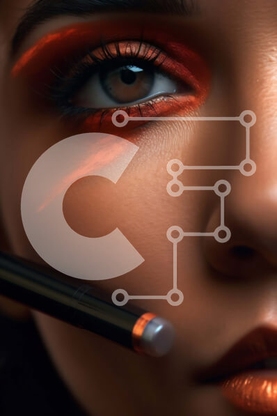 Intra Συλλεκτικό Ξύλινο Παζλ Plywood  4mm - Τολμηρή και όμορφη : Γυναίκα με πορτοκαλί μακιγιάζ και μαύρο eyeliner Σε Ξύλινο Κουτί - Διαστάσεις Puzzle: 10x10 cm – 25 κομμάτια