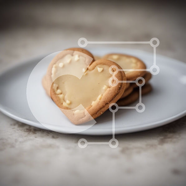 Σετ των 2 Intra Συλλεκτικό Ξύλινο Παζλ Plywood  4mm - Μπισκότα σε σχήμα καρδιάς σε λευκό πιάτο Σε Ξύλινο Κουτί - Διαστάσεις: 10x10 cm – 25 κομμάτια