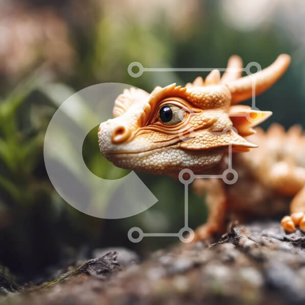 Intra Συλλεκτικό Ξύλινο Παζλ Plywood  4mm - Μικρός πορτοκαλί δράκος που κάθεται σε έναν βράχο σε ένα δάσος Σε Ξύλινο Κουτί - Διαστάσεις: 10x10 cm – 25 κομμάτια