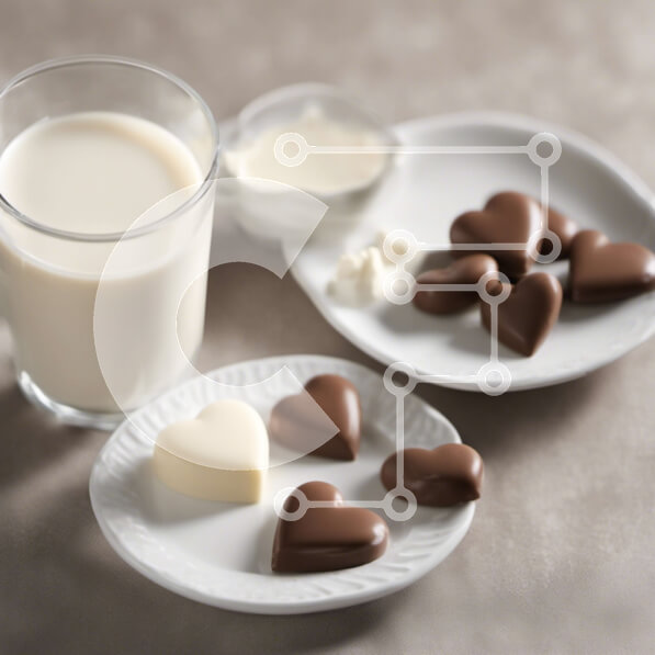 Σετ των 2 Intra Συλλεκτικό Ξύλινο Παζλ Plywood  4mm - Καρδιές γάλακτος και σοκολάτας σε ένα τραπέζι Σε Ξύλινο Κουτί - Διαστάσεις: 10x10 cm – 25 κομμάτια