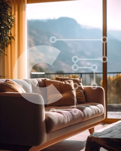 Intra Συλλεκτικό Ξύλινο Παζλ Plywood  4mm - Εκπληκτικό σαλόνι με όμορφη θέα στο βουνό Σε Ξύλινο Κουτί - Διαστάσεις Puzzle: 10x10 cm – 25 κομμάτια