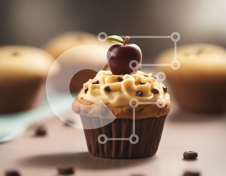 Σετ των 2 Intra Συλλεκτικό Ξύλινο Παζλ Plywood  4mm - Λαχταριστό Cupcake με τσιπς μήλου και σοκολάτας Σε Ξύλινο Κουτί - Διαστάσεις: 10x10 cm – 25 κομμάτια