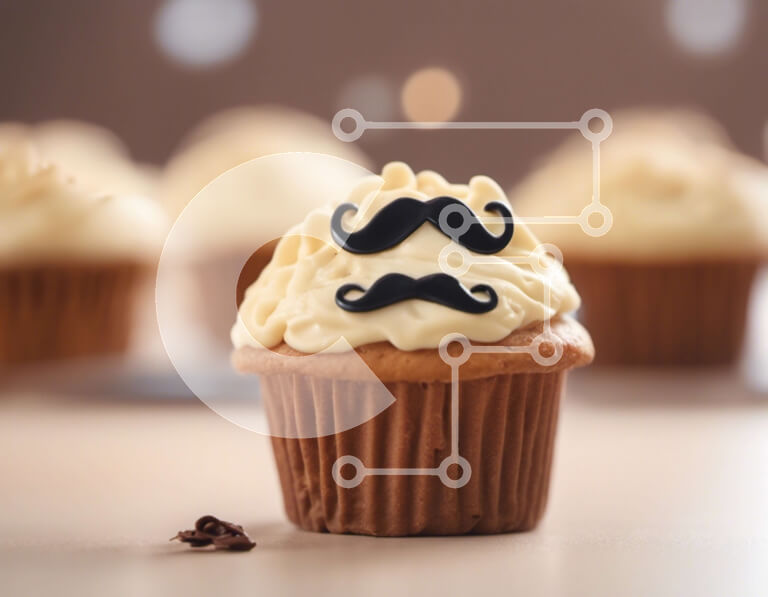 Σετ των 2 Intra Συλλεκτικό Ξύλινο Παζλ Plywood  4mm - Cupcake με μουστάκι με φλιτζάνι καφέ Σε Ξύλινο Κουτί - Διαστάσεις: 10x10 cm – 25 κομμάτια