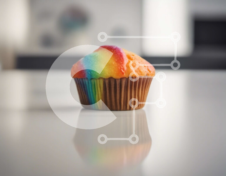 Σετ των 2 Intra Συλλεκτικό Ξύλινο Παζλ Plywood  4mm - Rainbow Cupcake στο τραπέζι στην άδεια κουζίνα Σε Ξύλινο Κουτί - Διαστάσεις: 10x10 cm – 25 κομμάτια