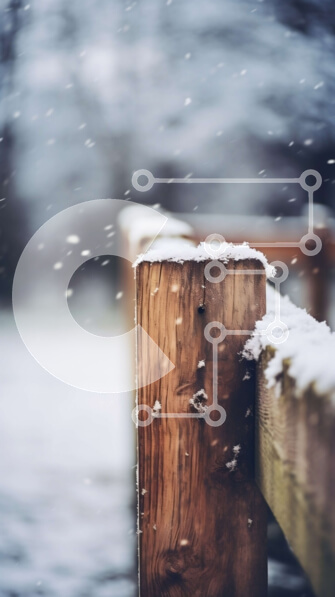 Σετ των 2 Intra Συλλεκτικό Ξύλινο Παζλ Plywood  4mm - Χιονισμένος ξύλινος φράχτης το χειμώνα Σε Ξύλινο Κουτί - Διαστάσεις: 10x10 cm – 25 κομμάτια