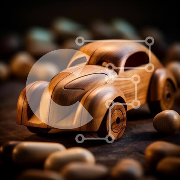 Intra Συλλεκτικό Ξύλινο Παζλ Plywood  4mm - Κομψό και μοντέρνο ξύλινο αυτοκίνητο σε μαύρη επιφάνεια Σε Ξύλινο Κουτί - Διαστάσεις: 10x10 cm – 25 κομμάτια