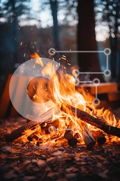 Σετ των 2 Intra Συλλεκτικό Ξύλινο Παζλ Plywood  4mm - Φωτιά που καίει στο δάσος Σε Ξύλινο Κουτί - Διαστάσεις: 10x10 cm – 25 κομμάτια