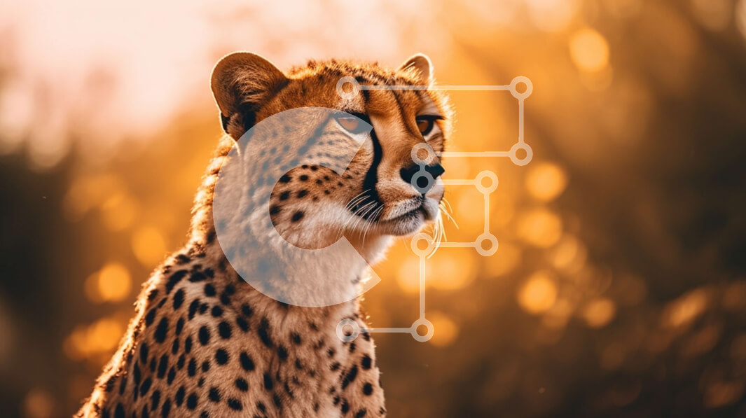 Σετ των 2 Intra Συλλεκτικό Ξύλινο Παζλ Plywood  4mm - Τσιτάχ στο γρασίδι κοιτάζοντας ψηλά τον ήλιο Σε Ξύλινο Κουτί - Διαστάσεις: 10x10 cm – 25 κομμάτια