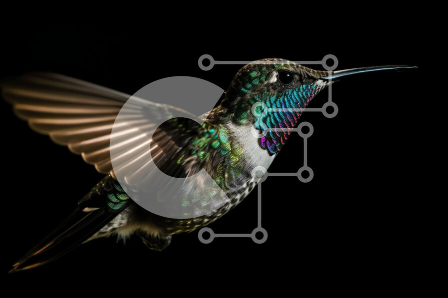 Σετ των 2 Intra Συλλεκτικό Ξύλινο Παζλ Plywood  4mm - Όμορφη ασπρόμαυρη εικόνα ενός κολιμπρί σε πτήση Σε Ξύλινο Κουτί - Διαστάσεις: 10x10 cm – 25 κομμάτια