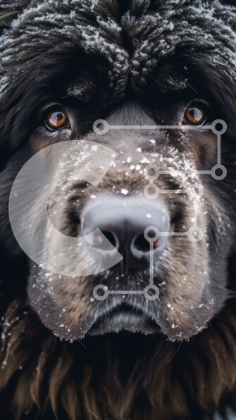 Σετ των 2 Intra Συλλεκτικό Ξύλινο Παζλ Plywood  4mm - Μαύρος σκύλος με χιονισμένη γούνα Σε Ξύλινο Κουτί - Διαστάσεις: 10x10 cm – 25 κομμάτια