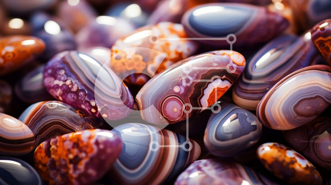 Intra Συλλεκτικό Ξύλινο Παζλ Plywood  4mm - Κοντινό πλάνο στιλβωμένων πολύχρωμων πολύτιμων λίθων Σε Ξύλινο Κουτί - Διαστάσεις Puzzle: 10x10 cm – 25 κομμάτια