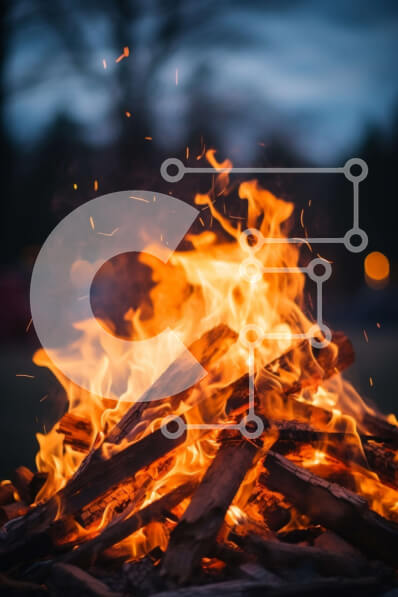 Intra Συλλεκτικό Ξύλινο Παζλ Plywood  4mm - Φωτιά με φλόγες και καπνό σε ένα πάρκο Σε Ξύλινο Κουτί - Διαστάσεις Puzzle: 10x10 cm – 25 κομμάτια