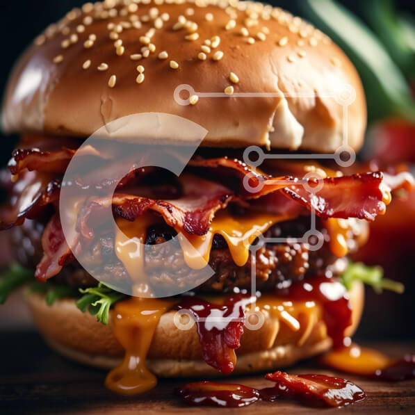 Σετ των 2 Intra Συλλεκτικό Ξύλινο Παζλ Plywood  4mm - Λαχταριστό Cheeseburger Bacon με κέτσαπ Σε Ξύλινο Κουτί - Διαστάσεις: 10x10 cm – 25 κομμάτια