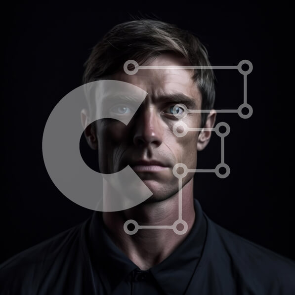 Intra Συλλεκτικό Ξύλινο Παζλ Plywood  4mm - Πορτρέτο ενός άνδρα με μπλε μάτια με μαύρο πουκάμισο Σε Ξύλινο Κουτί - Διαστάσεις Puzzle: 10x10 cm – 25 κομμάτια