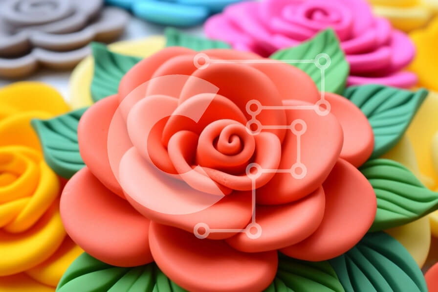 Intra Συλλεκτικό Ξύλινο Παζλ Plywood  4mm - Κοντινή όψη ενός χρωματιστού πλαστικού τριαντάφυλλου Σε Ξύλινο Κουτί - Διαστάσεις Puzzle: 10x10 cm – 25 κομμάτια