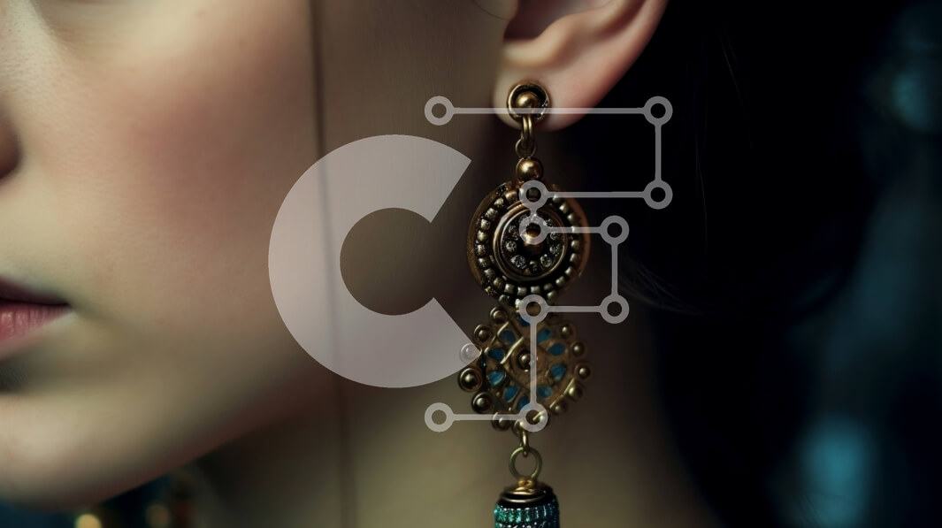 Intra Συλλεκτικό Ξύλινο Παζλ Plywood  4mm - Κομψή γυναίκα που φορά μεγάλα περίτεχνα σκουλαρίκια και σγουρά μαλλιά Σε Ξύλινο Κουτί - Διαστάσεις Puzzle: 10x10 cm – 25 κομμάτια