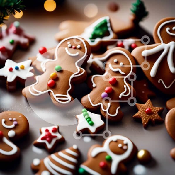 Σετ των 2 Intra Συλλεκτικό Ξύλινο Παζλ Plywood  4mm - Λαχταριστά μπισκότα μελόψωμο με γιορτινά χριστουγεννιάτικα στολίδια Σε Ξύλινο Κουτί - Διαστάσεις: 10x10 cm – 25 κομμάτια